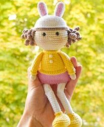 Crochet Doll with Bunny Hat Amigurumi Free