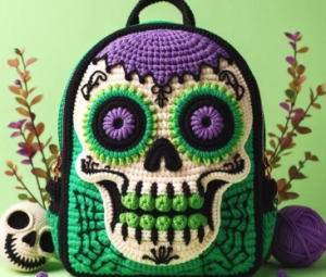 Crochet Sugar Skull Backpack